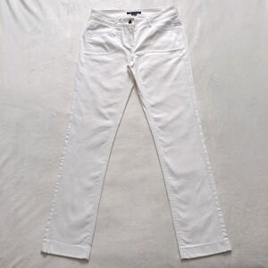 Theory Sz 2 Off White Grace Connecticut Denim Jeans Straight Leg Low Rise Cotton